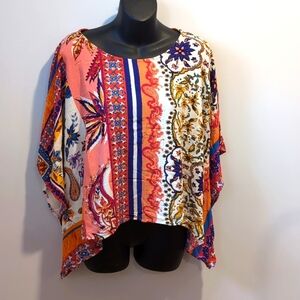 Desigual Boho Orange Floral Loose Blouse Top Small